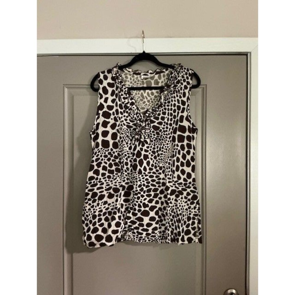 Escapada Sleeveless Toulouse Top in Brown Leopard Sz M NWT